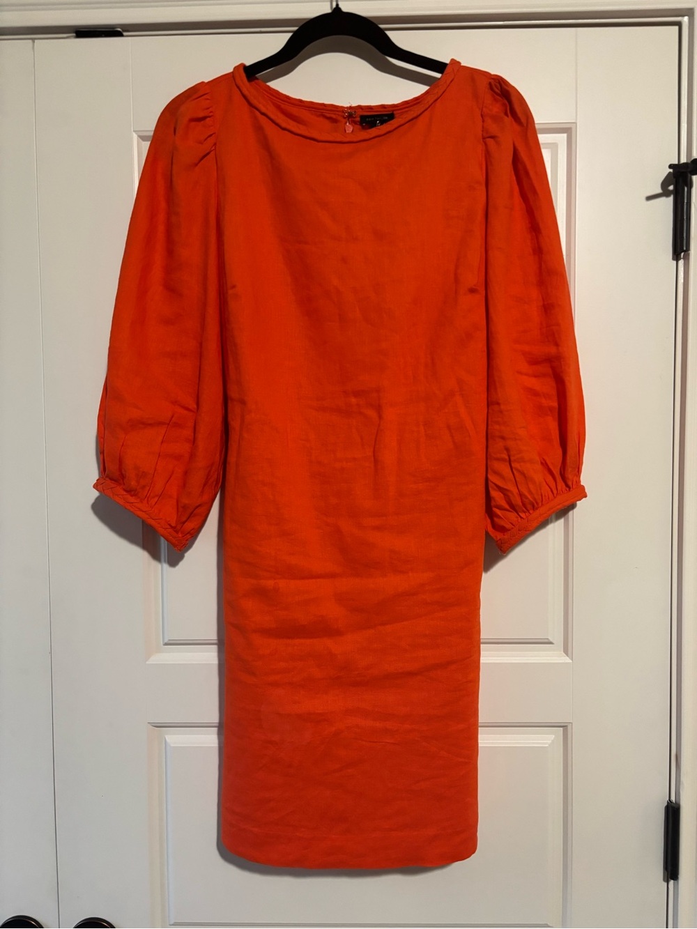 Ann Taylor Bright Orange Tie-Waist Puff Sleeve Dress-sz 4